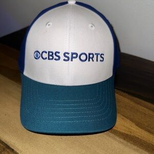 CBS Sports Adjustable Strapback Hat Blue White Teal Embroidered Logo